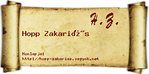 Hopp Zakariás névjegykártya